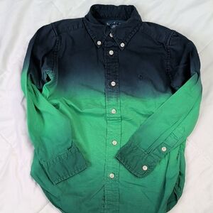 Ralph Lauren Men's Blue and Green Gradient Button-Down Shirt